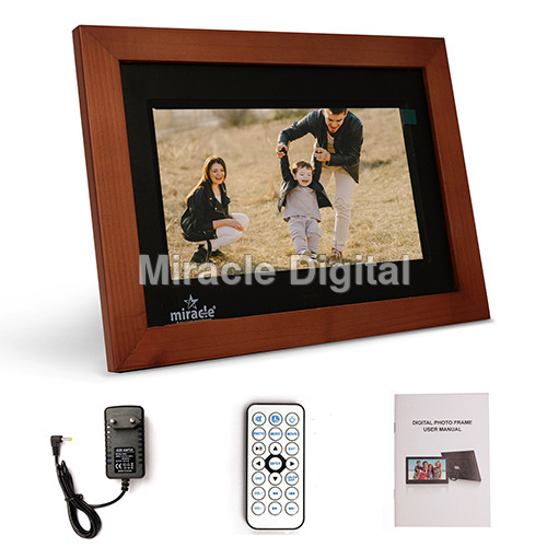 Brown 7 Inch Dark Color Wooden Digital Photo Frame