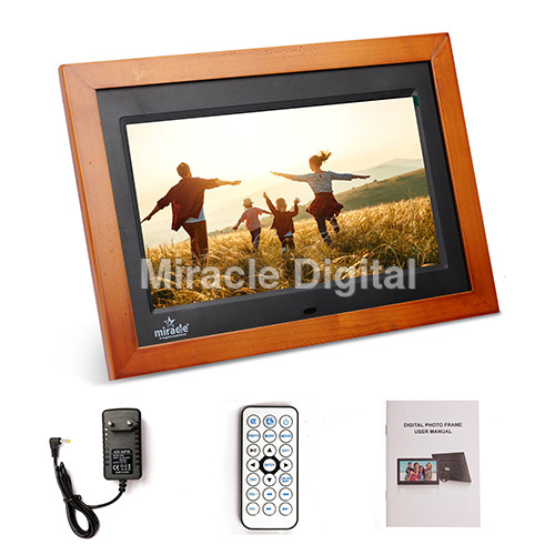 Multi Colour 10 Inch Dark Color Wooden Digital Photo Frame