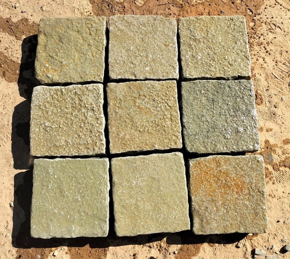 Tandur Yellow Limestone Cobble Stone Driveway Pavers Cobbles for Garden Landscaping Pathways walkway Paving Setts Borders