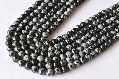 8mm Snowflake Black Obsidian Beads, Crystal Beads For Necklace, Gemstone ,Jewelry