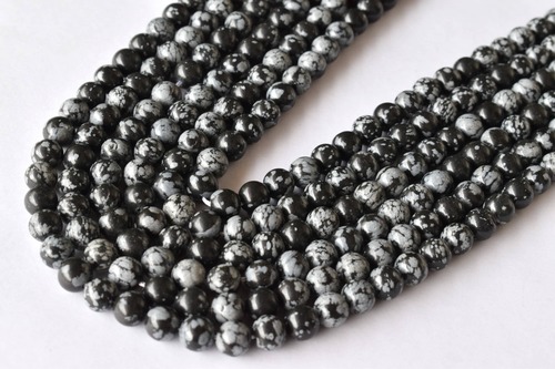 8mm Snowflake Black Obsidian Beads, Crystal Beads for Necklace, Gemstone ,Jewelry