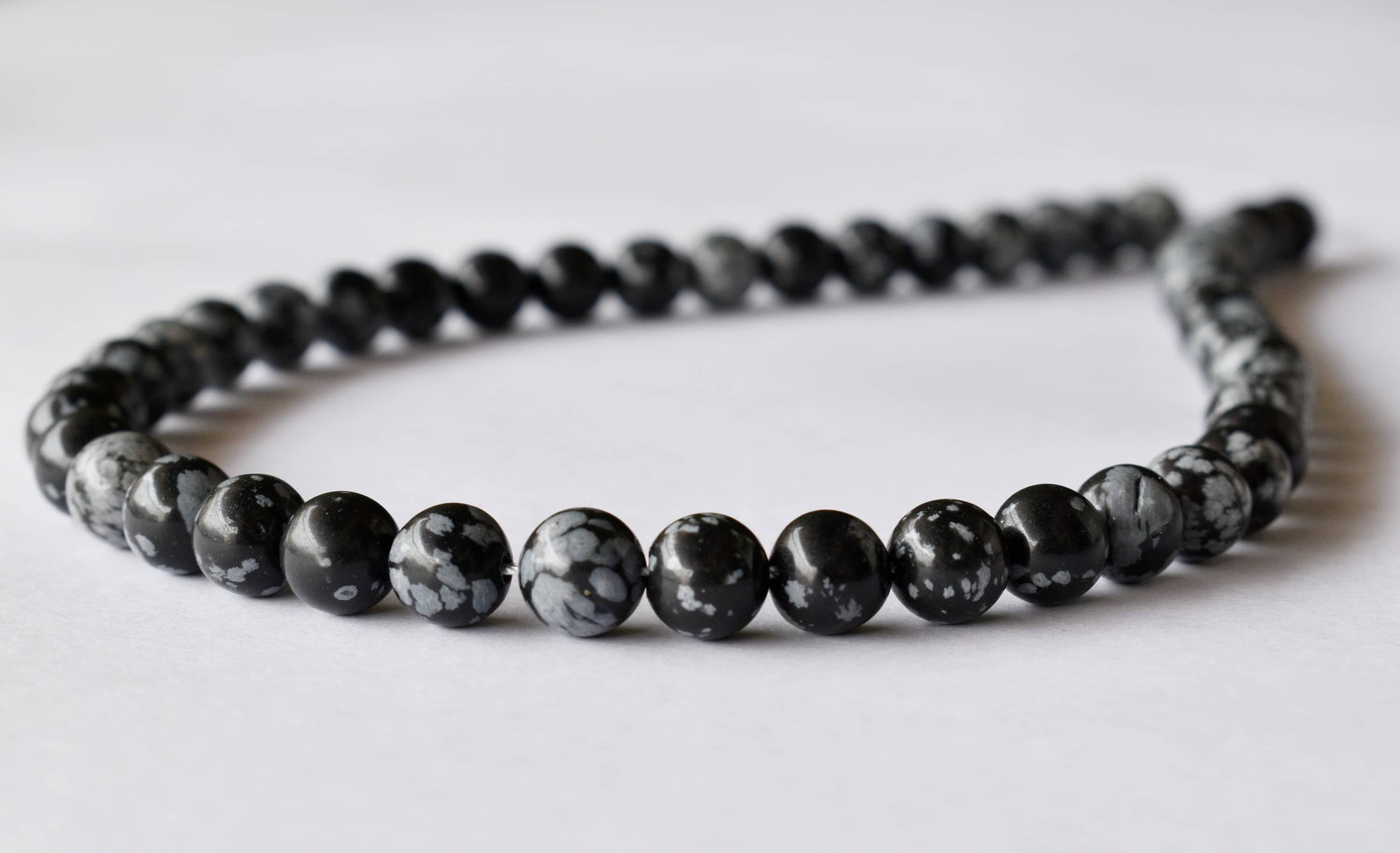 8mm Snowflake Black Obsidian Beads, Crystal Beads for Necklace, Gemstone ,Jewelry