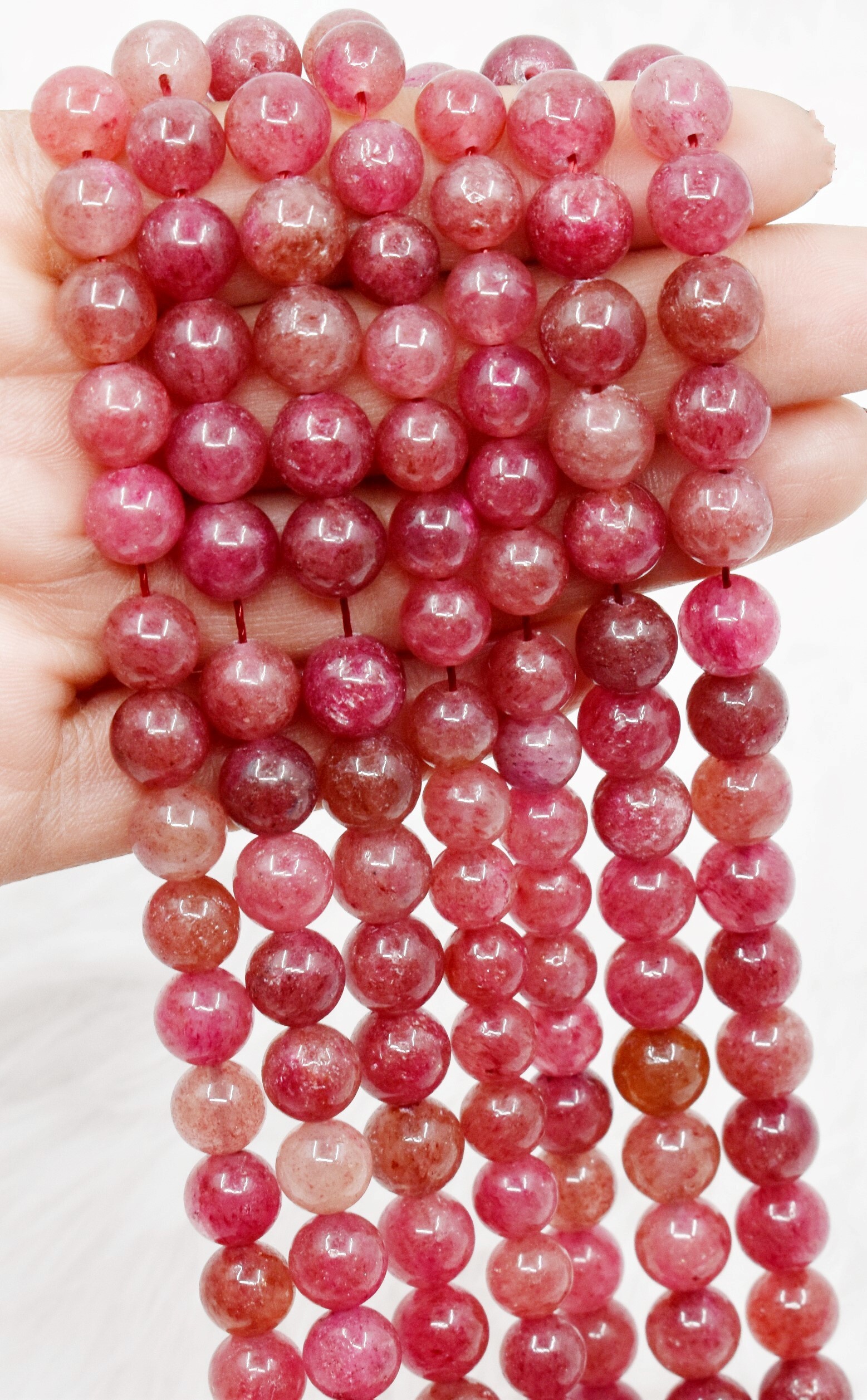 8mm Strawberry Quartz  Beads, Crystal Beads for Necklace, Gemstone ,Jewelry