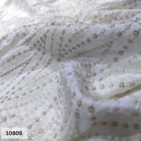 White Dola silk Embroidered fabric in Daman Pattern