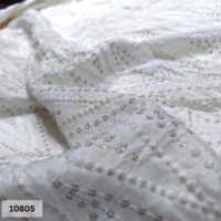 White Dola silk Embroidered fabric in Daman Pattern