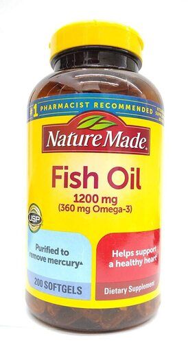 Nature Made Burp Less Omega 3 Fish Oil Softgels 1200 mg Omega 3  200 Softgels