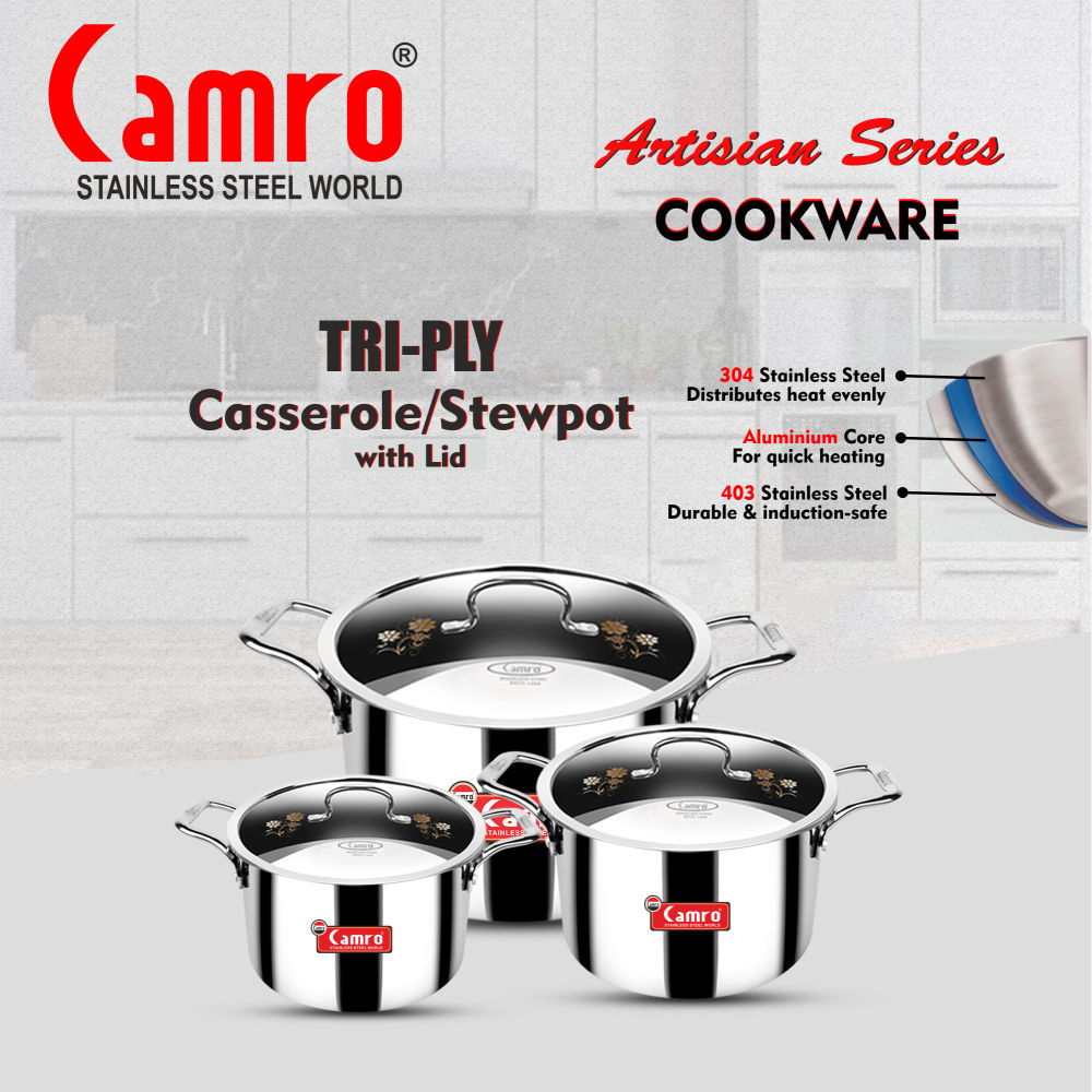 camro Triply Serving Pot/Stewpot with Lid