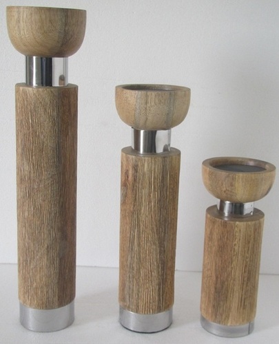 Wooden Pillar Holder Set