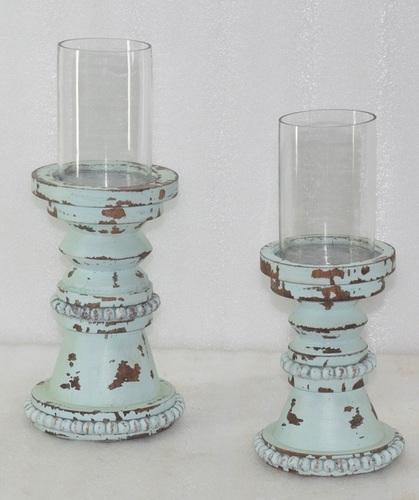 Wooden Set of 2 Pillar Holder