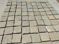 Tandur Yellow Limestone Cobble Stone 10x10x2 cm Paving Setts Driveway Pavers for Garden Landscaping Pathways Walkway Paving