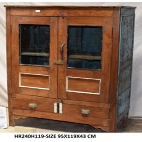 Teak Wooden Antique Cabinet With Drwer - Color: Brown