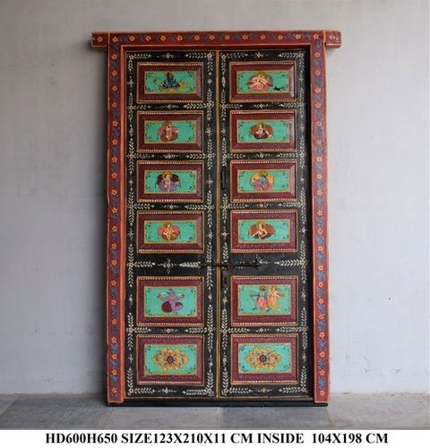 Antique Teak Wooden Painted Door - Frame Material: Solid Wood