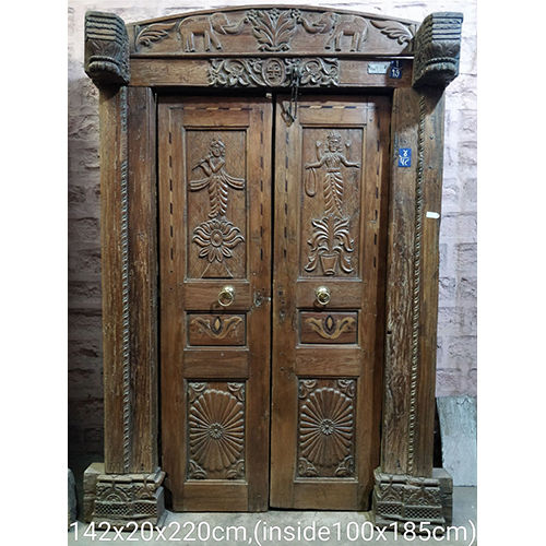 Antique Solid Wooden Teak Door - Color: Brown