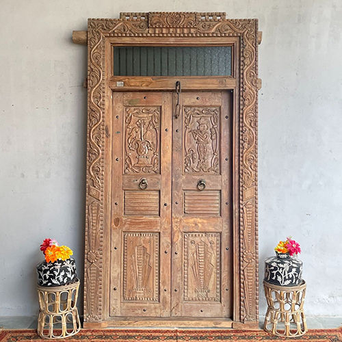 Antique Wooden Designer Door - Color: Brown