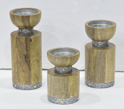 Acacia Wooden Pillar Set - Color: Different Colors Available