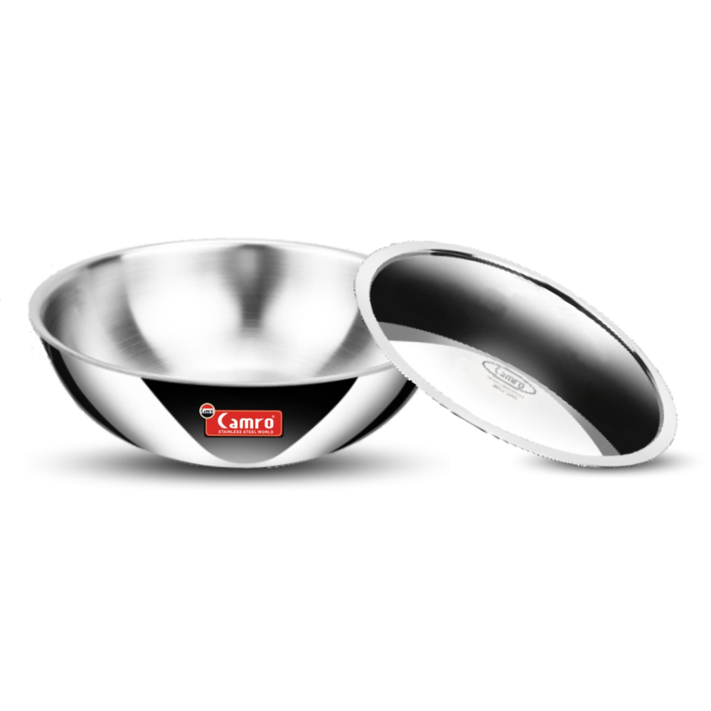Triply Stainless Steel Tasla with Steel Lid 20 cm