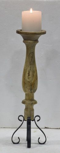 17 Inch Wooden Pillar Holder