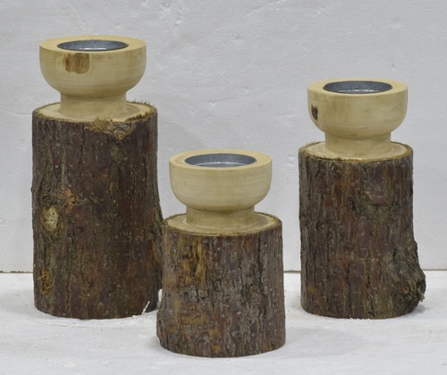 12 Inch Wooden Pillar Holder Set