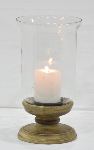 12 Inch Wooden Base Pillar Holder