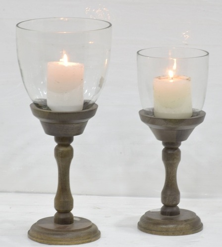Wooden New Look Pillar Holder Set