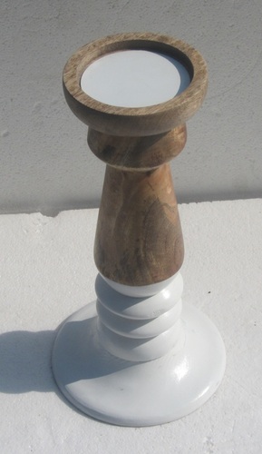 12 Inch Wooden Pillar Candle Holder