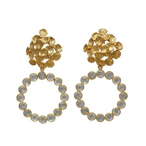 Gold plated Dangle earrings with diamond gemstone