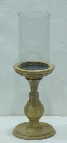 10 Inch Wooden Pillar Candle Holder