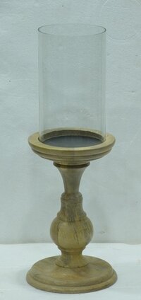 10 Inch Wooden Pillar Candle Holder - Color: Brown