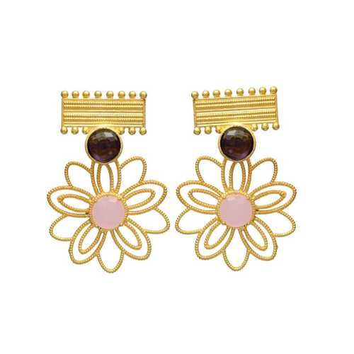 Gold plated flower design earring