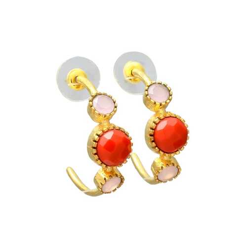 Hook earrings with orange gemstone