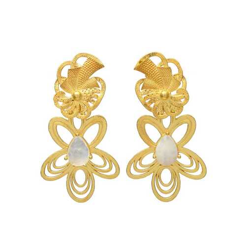 Modern gold plated flower design earring