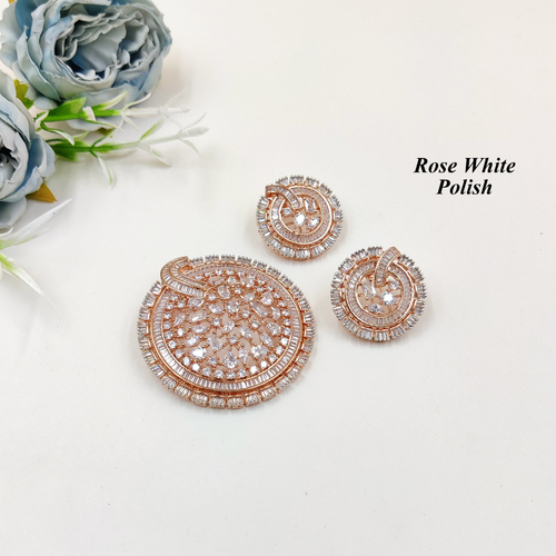 Circular Designer American Diamond Locket Set