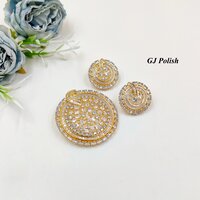 Circular Designer American Diamond Locket Set