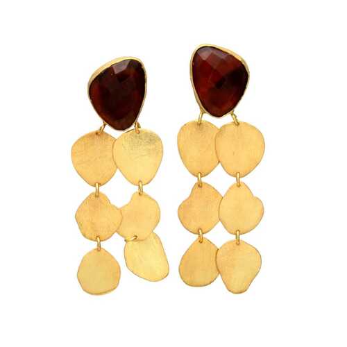 Elegant Gold and Red Glass Earrings