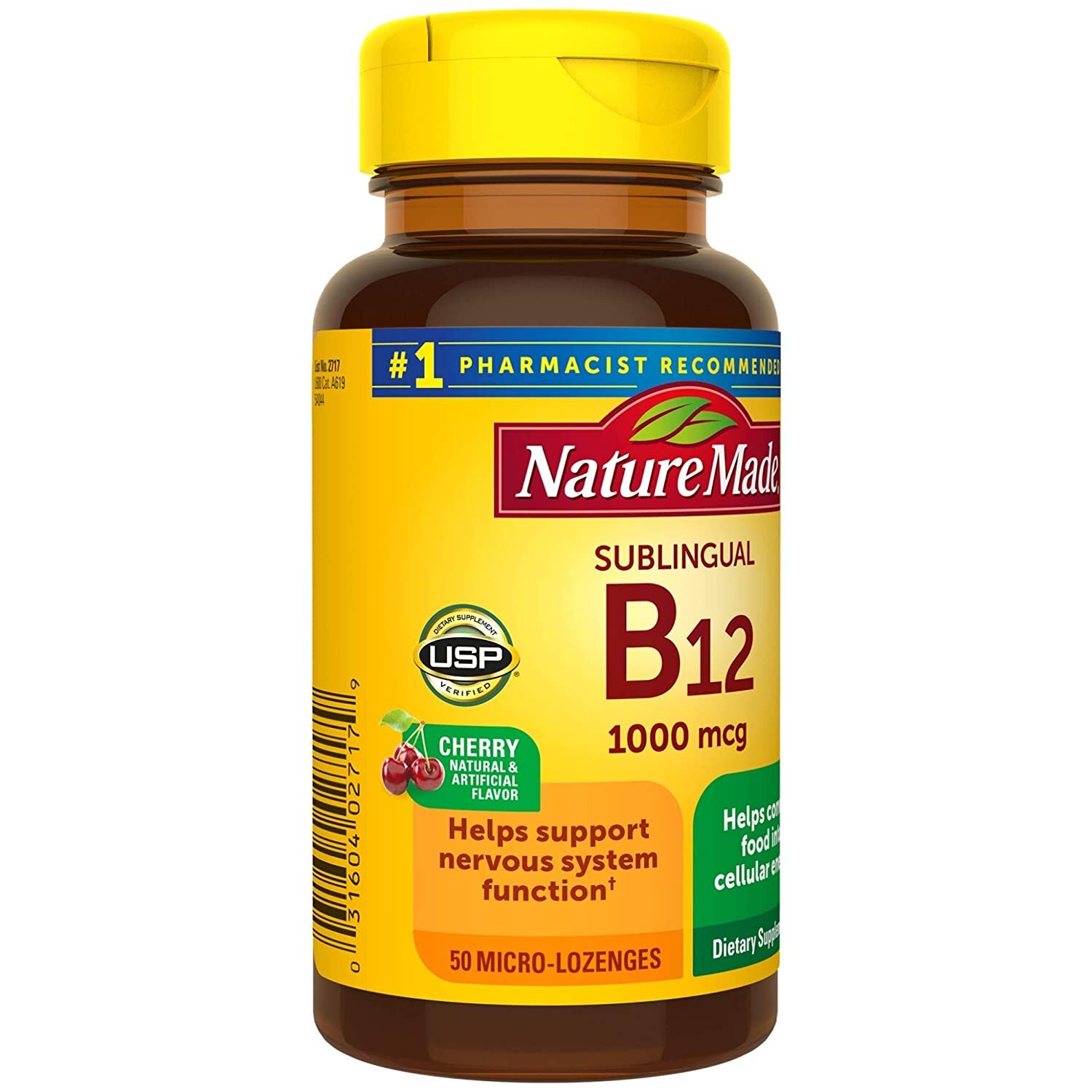 Nature Made Vitamin B-12 Sublingual Cherry 1000 Mcg - 50 Lozenges