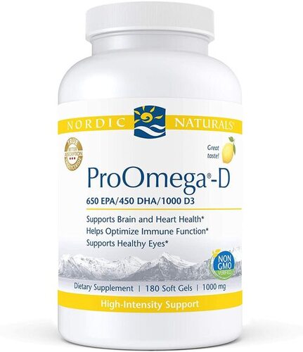 Nordic Naturals ProOmega-D, Lemon Flavor - 180 Soft Gels - 90 Servings