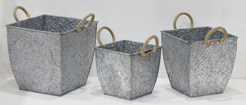 Galvanised Planter Set