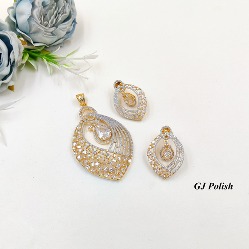 Zirconia Designer American Diamond Locket Set