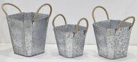 10 Inch Galvanised Planter Set - Color: Silver
