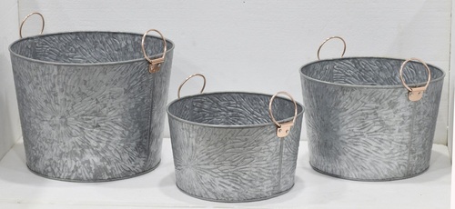 Set of 3 Galvanised Planter
