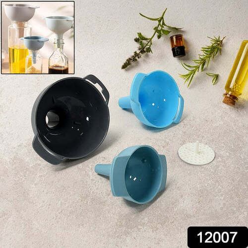 3 IN 1 KITCHEN FUNNEL SET OF 3, FUNNEL FOR FILLING BOTTLE