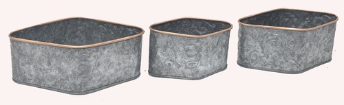 Galvanised Square Planter Set