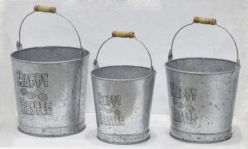 Galvanised Planter Set With Handle