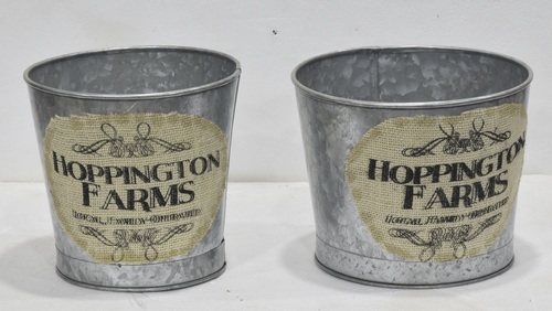 Set of 2 Galvanised Planter