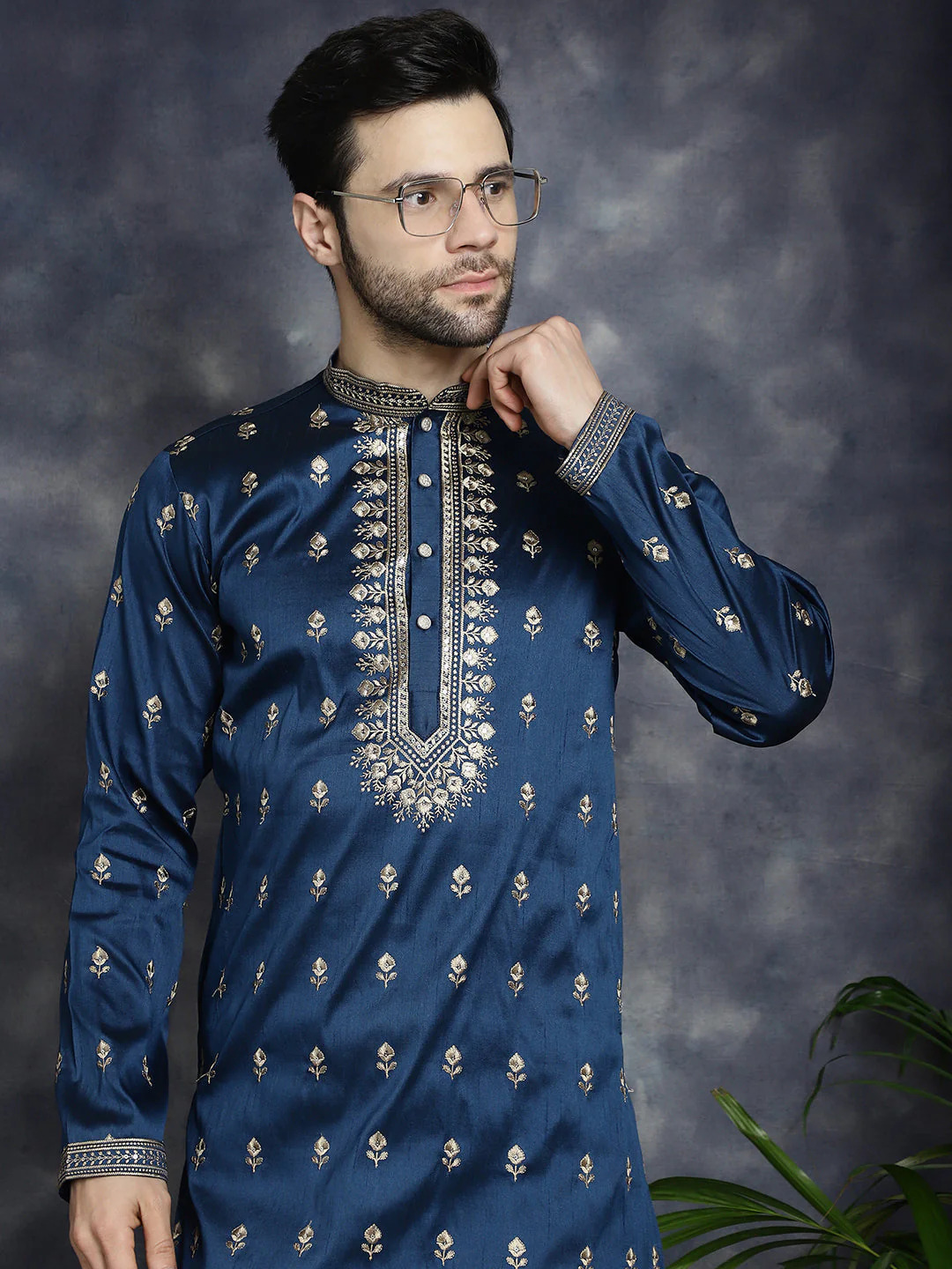 Embroidery Print Partywear Kurta pyajama  for men