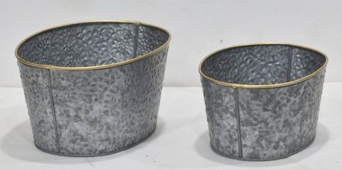 New Look Galvanised Planter Set