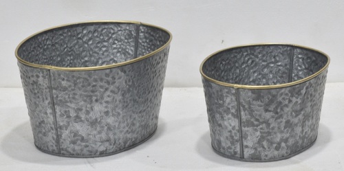 New Look Galvanised Planter Set