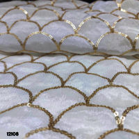 beautiful Chinon Golden Sequins work jaal pattern embroidery fabric