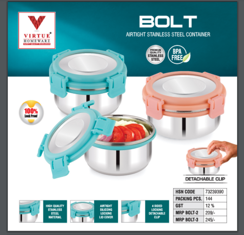 BOLT VIRTUE HOMEWARE STAINLESS STEEL LUNCH BOX