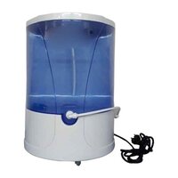 Sanitizer Dispenser - Plastic Material, 35l X 40w X 49h Cm, White And Blue Color | Manual Operation, Lightweight, Portable Design